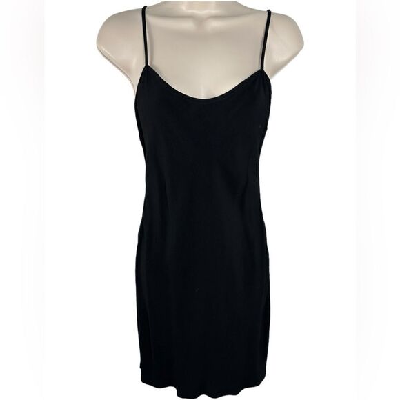 Vintage Severin Black Sleeveless Rayon Cami Slip Mini Dress - Picture 4 of 8